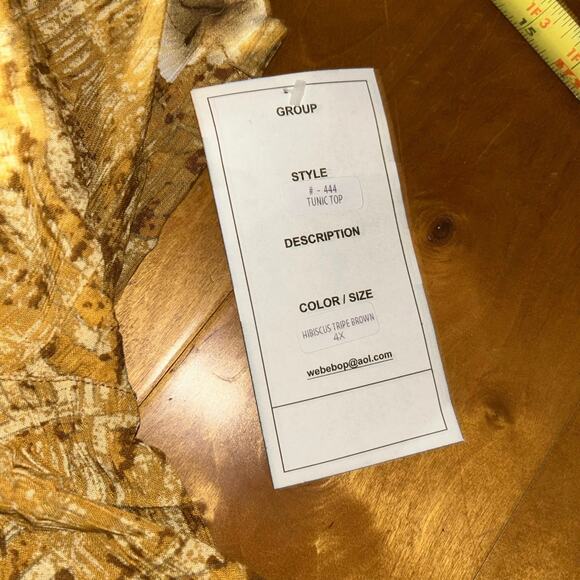 New! We be bop Hibiscus tripe Brown plus size floral tunic top boho y2k 4X - Picture 7 of 11